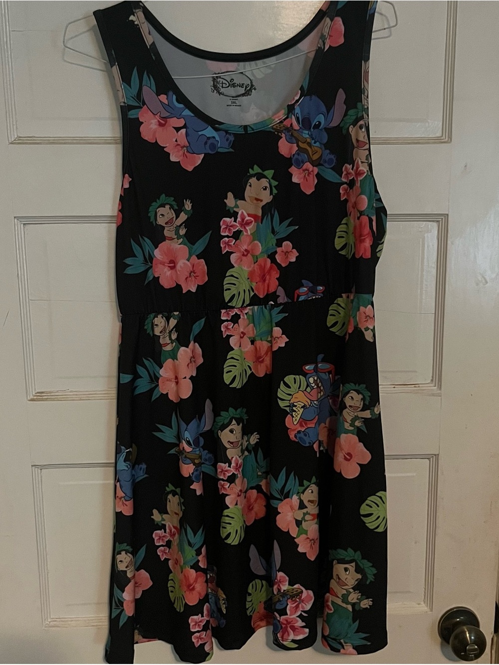 Disney Black Tropical Floral Lilo & Stitch Tank Dress